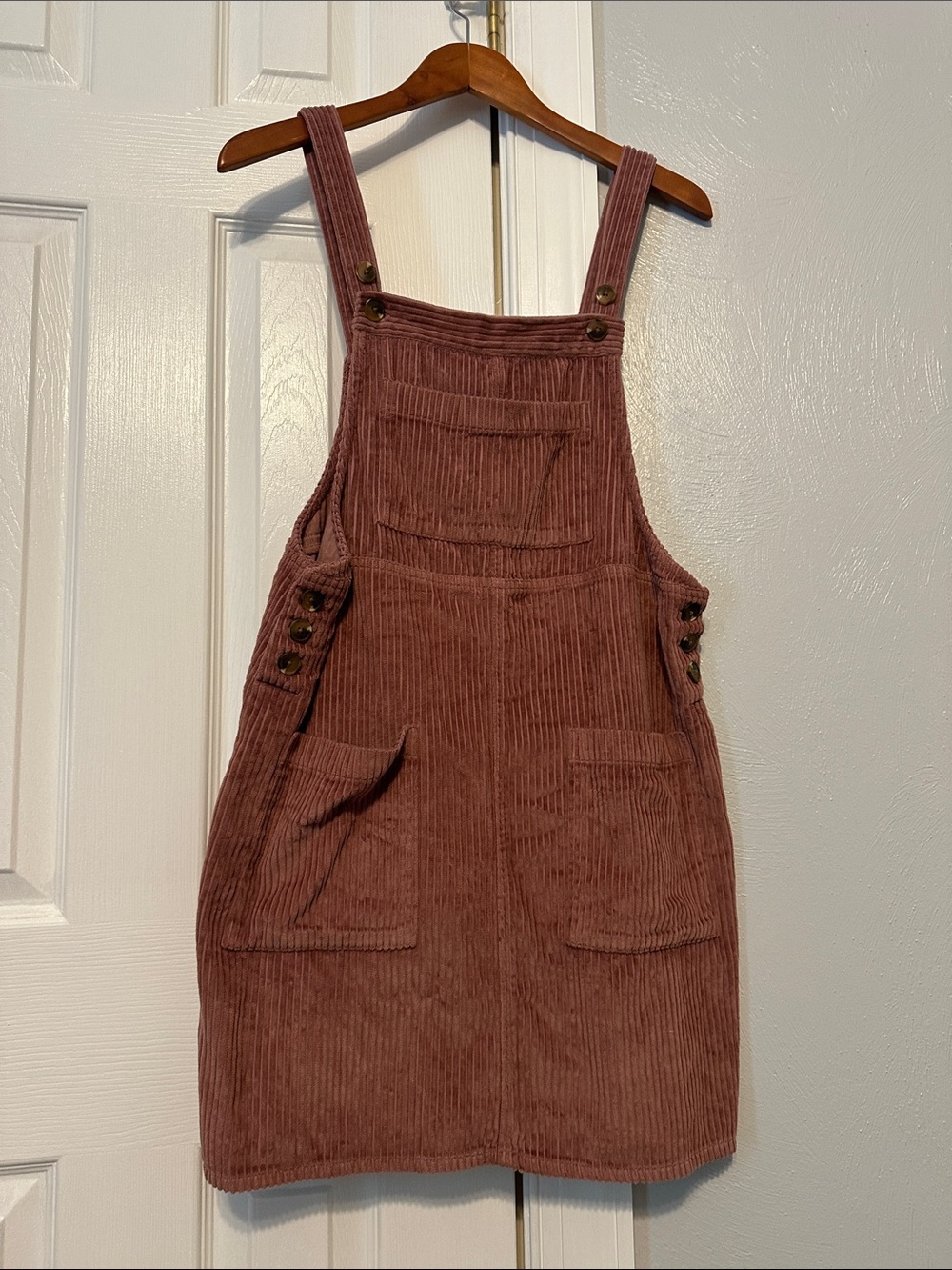 Corduroy Pinafore Dress in Dusty Rose